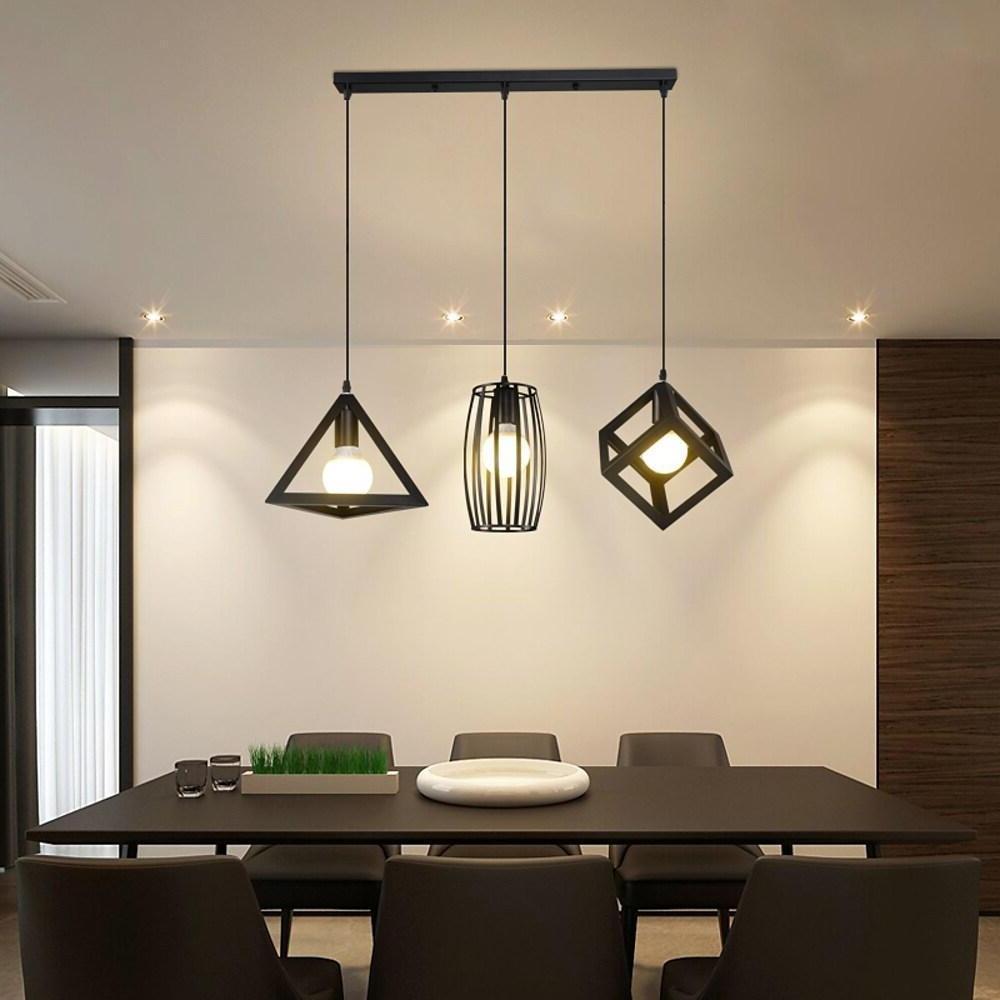 Geometric LED Adjustable Black Vintage Pendant Light