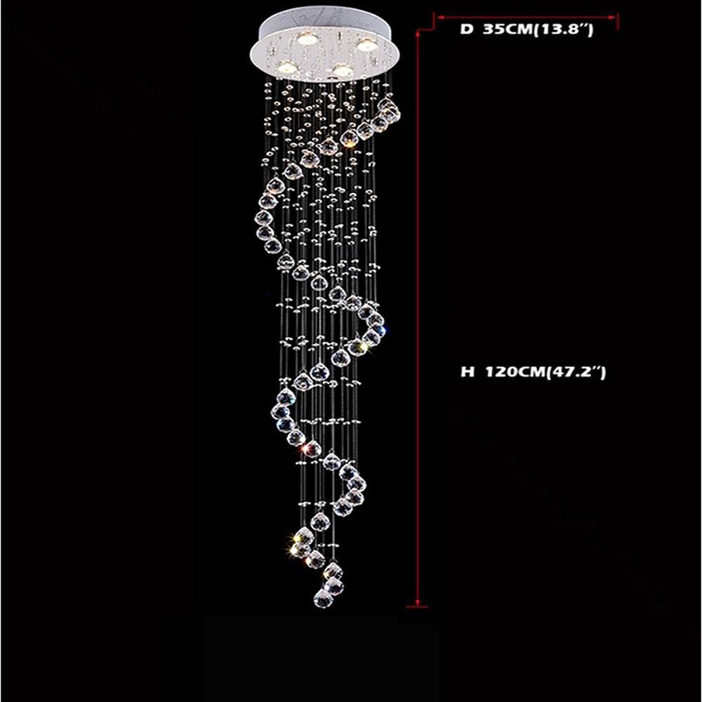 Spiraling Modern Crystal Chandelier with Electroplated Metal Finish