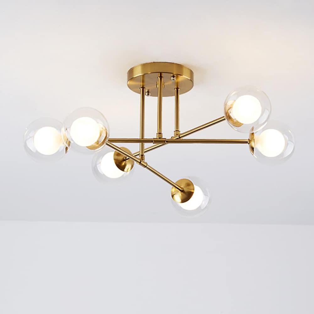 6-Light Glass Sputnik LED Modern Chandelier