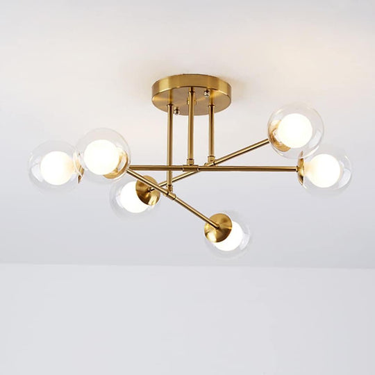 6-Light Glass Sputnik LED Modern Chandelier