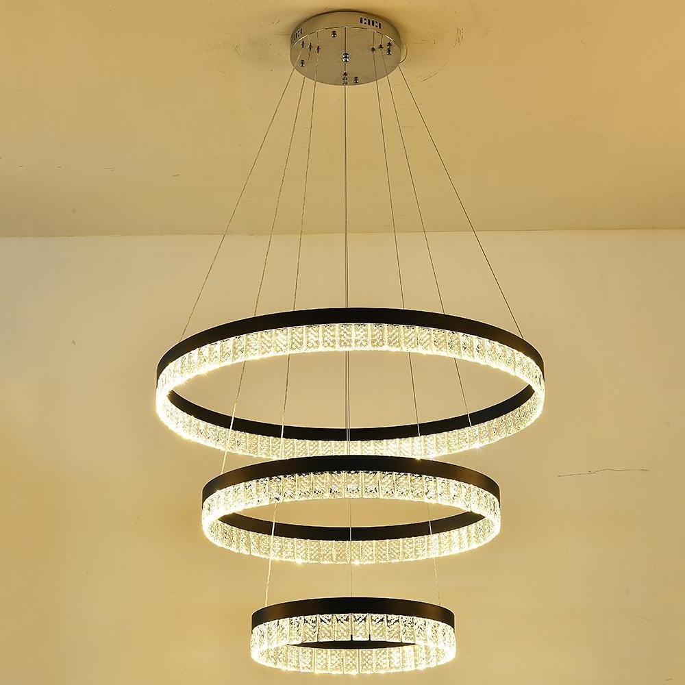 3-Tier Circles LED Crystal Modern Chandelier