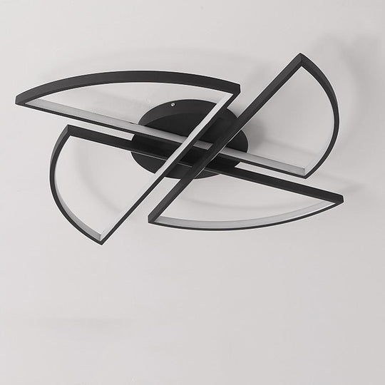 Geometric Flush Mount Ceiling Light 4 Semi Circle Metal LED Light