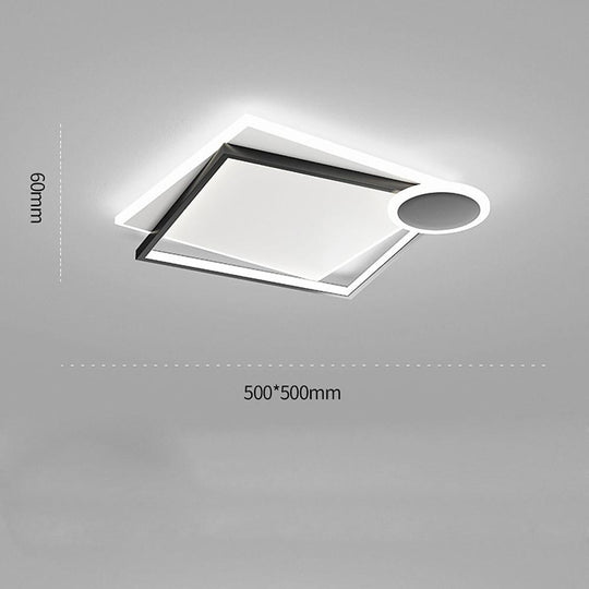 Squares & Circle Offset LED Flush Mount Ceiling Light – Modern Bedroom Fixture