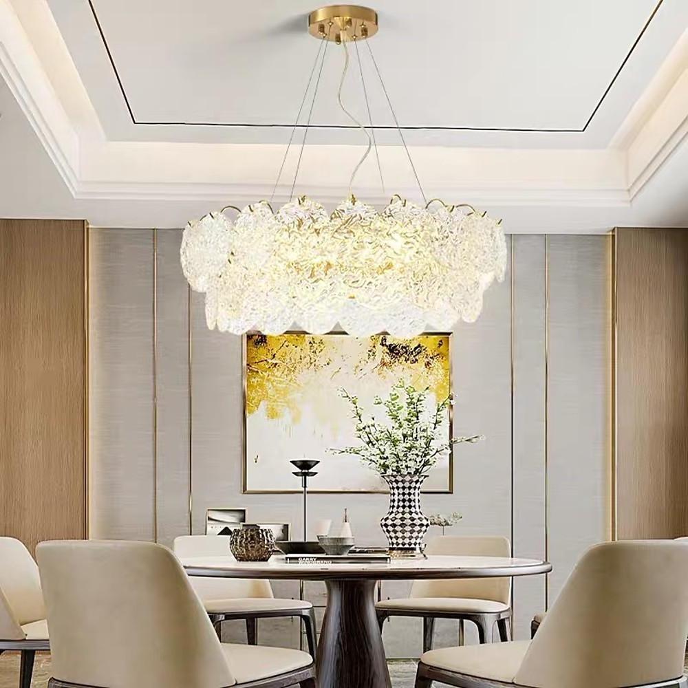 Shell-Inspired Glass and Acrylic LED Chandelier