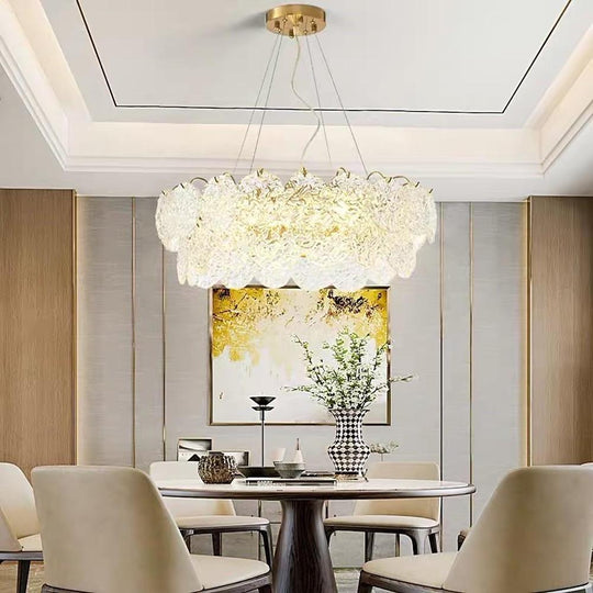 Shell-Inspired Glass and Acrylic LED Chandelier