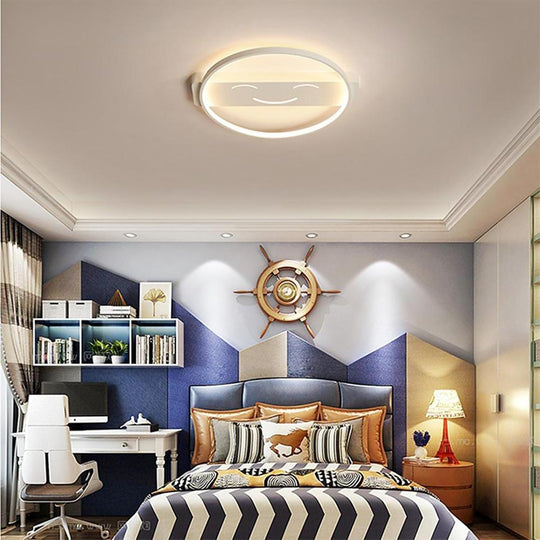 Circle Shaped Face Metal LED Flush Mount Ceiling Light