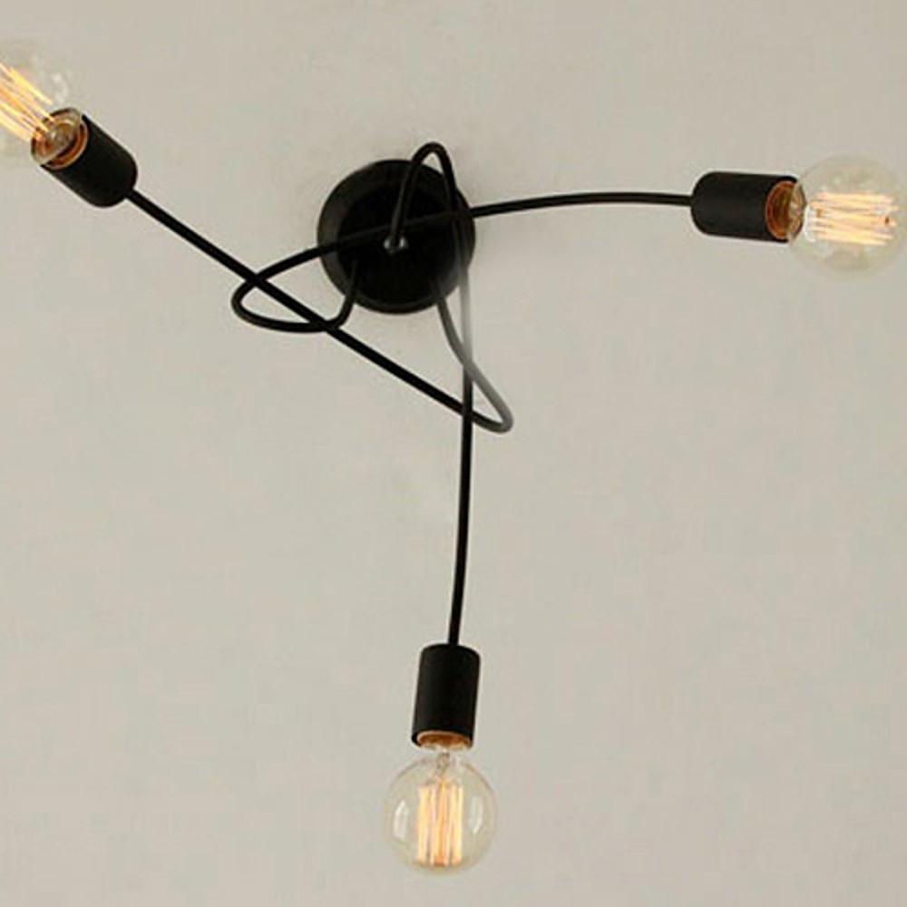 Simplistic Painted Metal Modern Chandelier with Exposed Twisted Stem