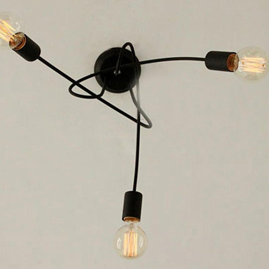 Simplistic Painted Metal Modern Chandelier with Exposed Twisted Stem