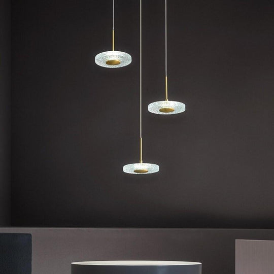 Circular Acrylic Copper LED Gold Nordic Pendant Light Hanging Ceiling Light