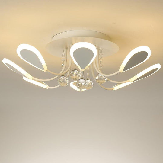 Modern Crystal Flush Mount Ceiling Light 8 Lights