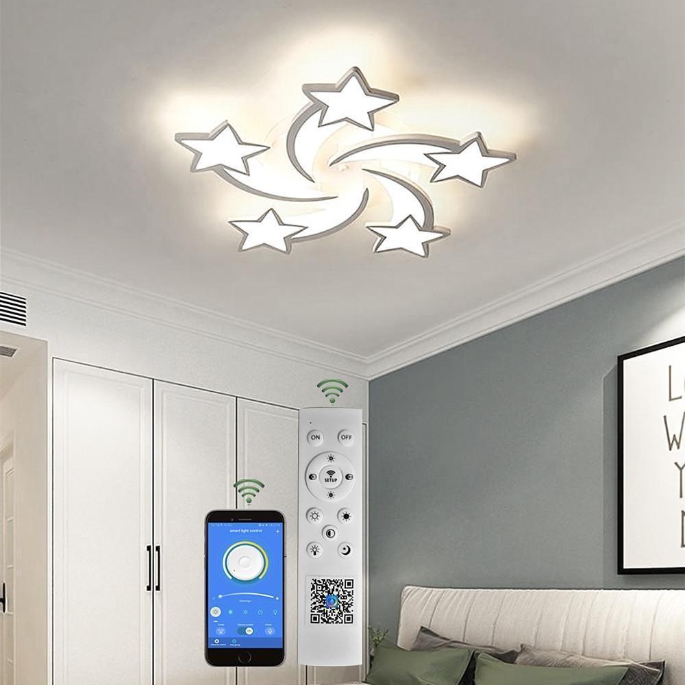 Celestial Shooting Stars LED Flush Mount Ceiling Light – Dimmable White Design
