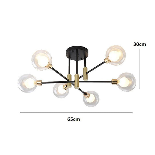 Modern Metal Glass Flush Mount Sputnik LED Bedroom Ceiling Light