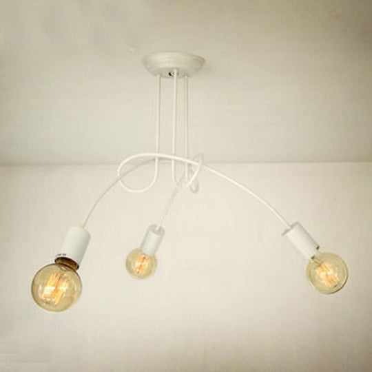 Simplistic Painted Metal Modern Chandelier with Exposed Twisted Stem