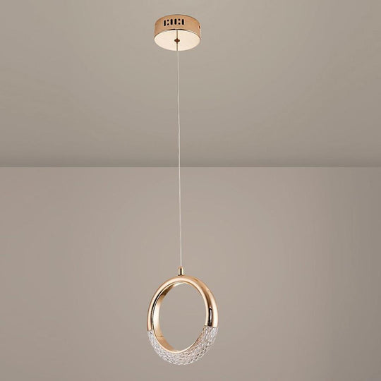 Ring Shaped LED Electroplated Metal Modern Pendant Light
