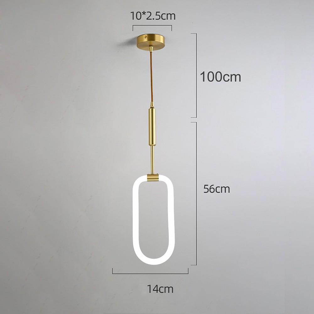 Rounded Rectangular Copper LED Nordic Pendant Light