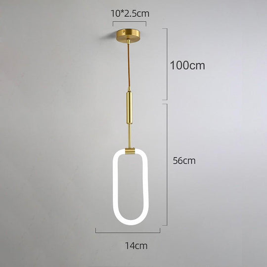 Rounded Rectangular Copper LED Nordic Pendant Light