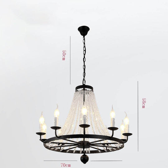 Empire Wagon Wheel Chandelier with Crystal Accents – 8/10/12 Lights