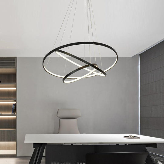 Adjustable Interweaved Ring Dimmable LED Modern Chandelier