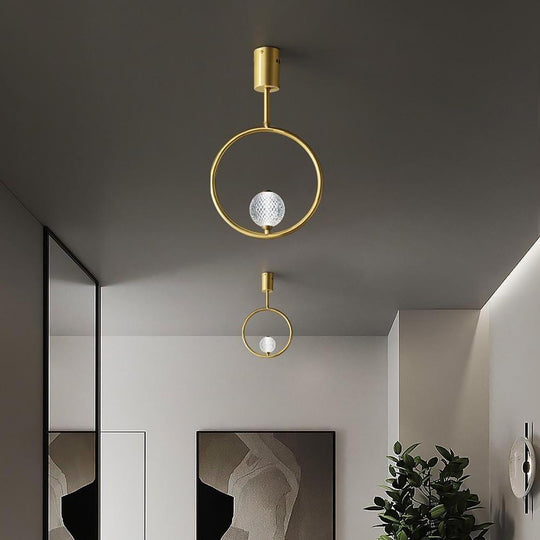 Ring Globe Acrylic Brass Ceiling Light – Modern Nordic LED Flush Mount
