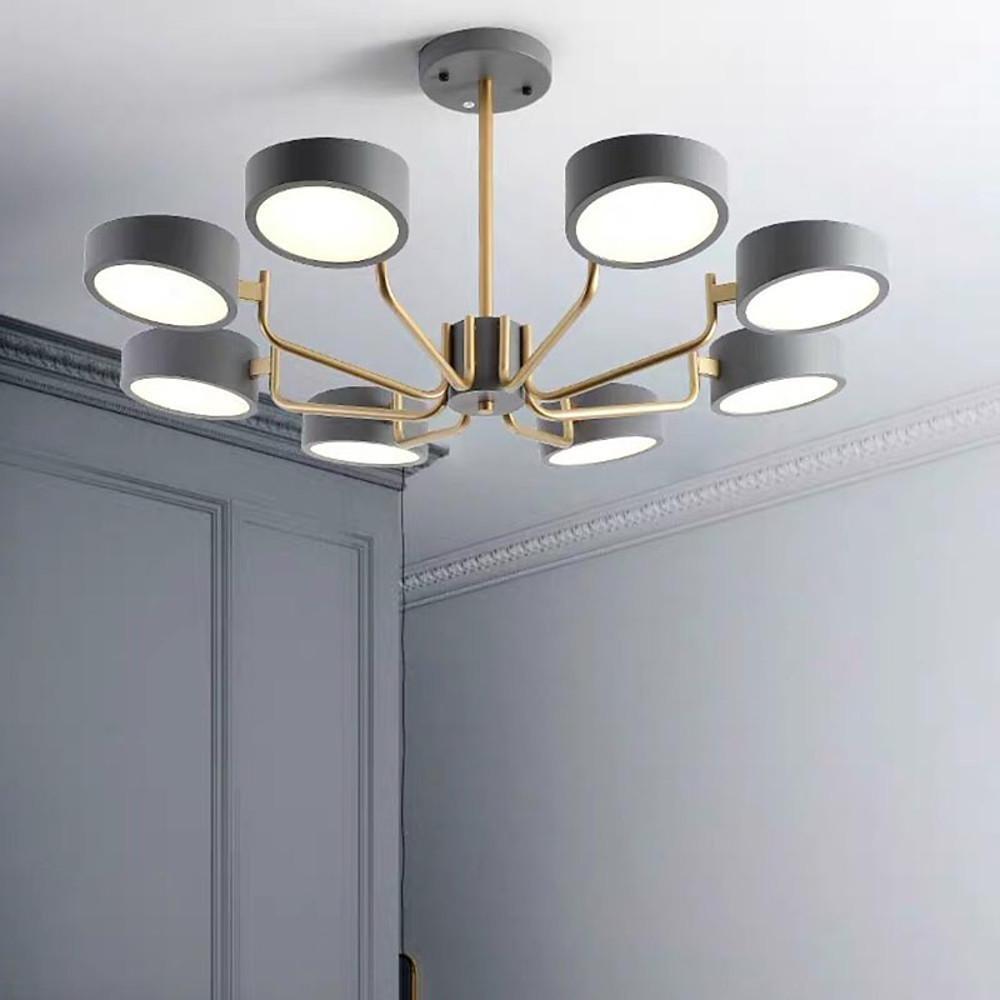 8-Light Modern LED Chandelier – Fixed 24" Hanging Height, 3000 K–5400 K