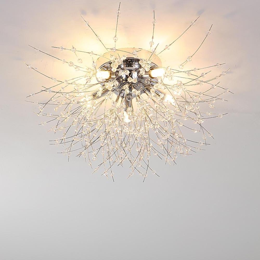 5-Light Unique Branch Design Crystal LED Flush Mount Ceiling Light