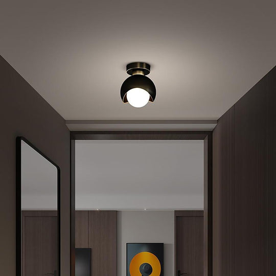 Nordic Copper Globe Flush Mount LED Ceiling Light 6"