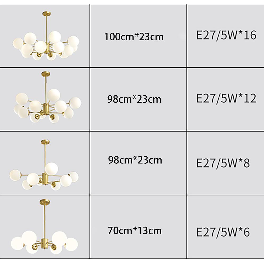Globe Cluster Pendant Light Metal Glass LED Living Room Ceiling Light