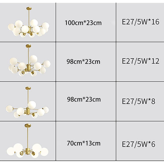 Globe Cluster Pendant Light Metal Glass LED Living Room Ceiling Light
