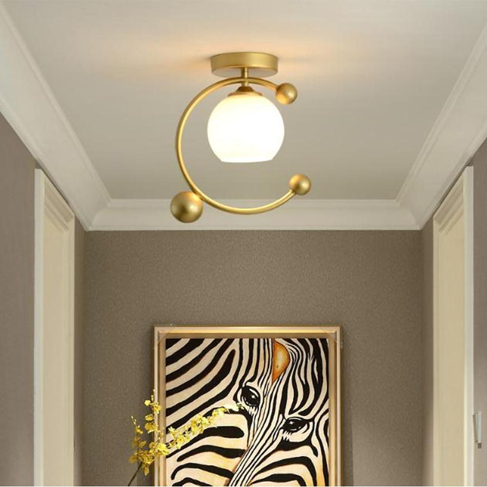 Artistic Metal Glass Globe LED Flush Mount Ceiling Light