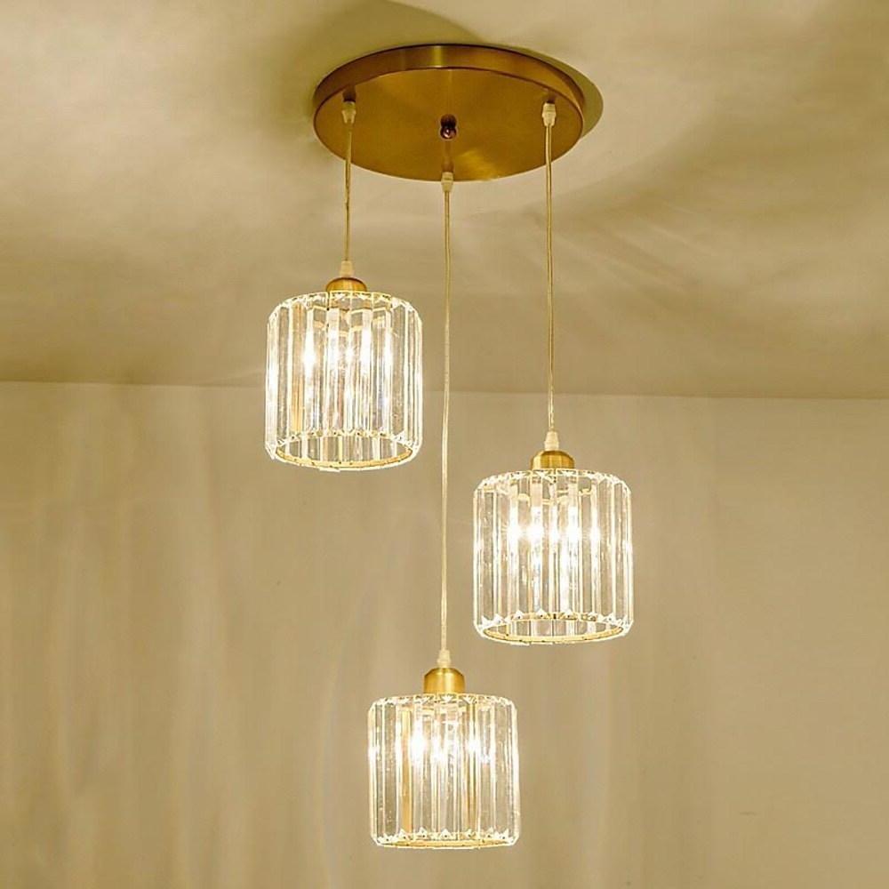 3 Metal Crystal Island Lantern LED Chandelier