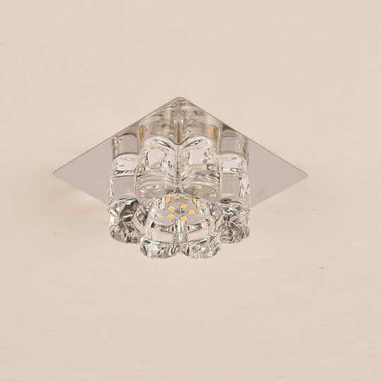 Flower Shaped Electroplated Metal Crystal LED Modern Ceiling Light