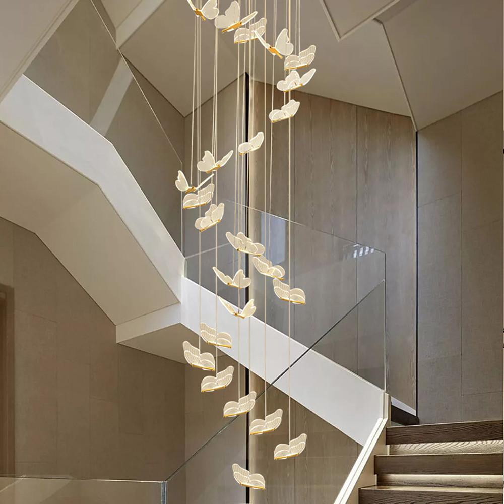 Butterfly Shapes – Acrylic Metal LED Pendant Chandelier for Living Rooms and High Ceilings