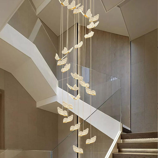 Butterfly Shapes – Acrylic Metal LED Pendant Chandelier for Living Rooms and High Ceilings