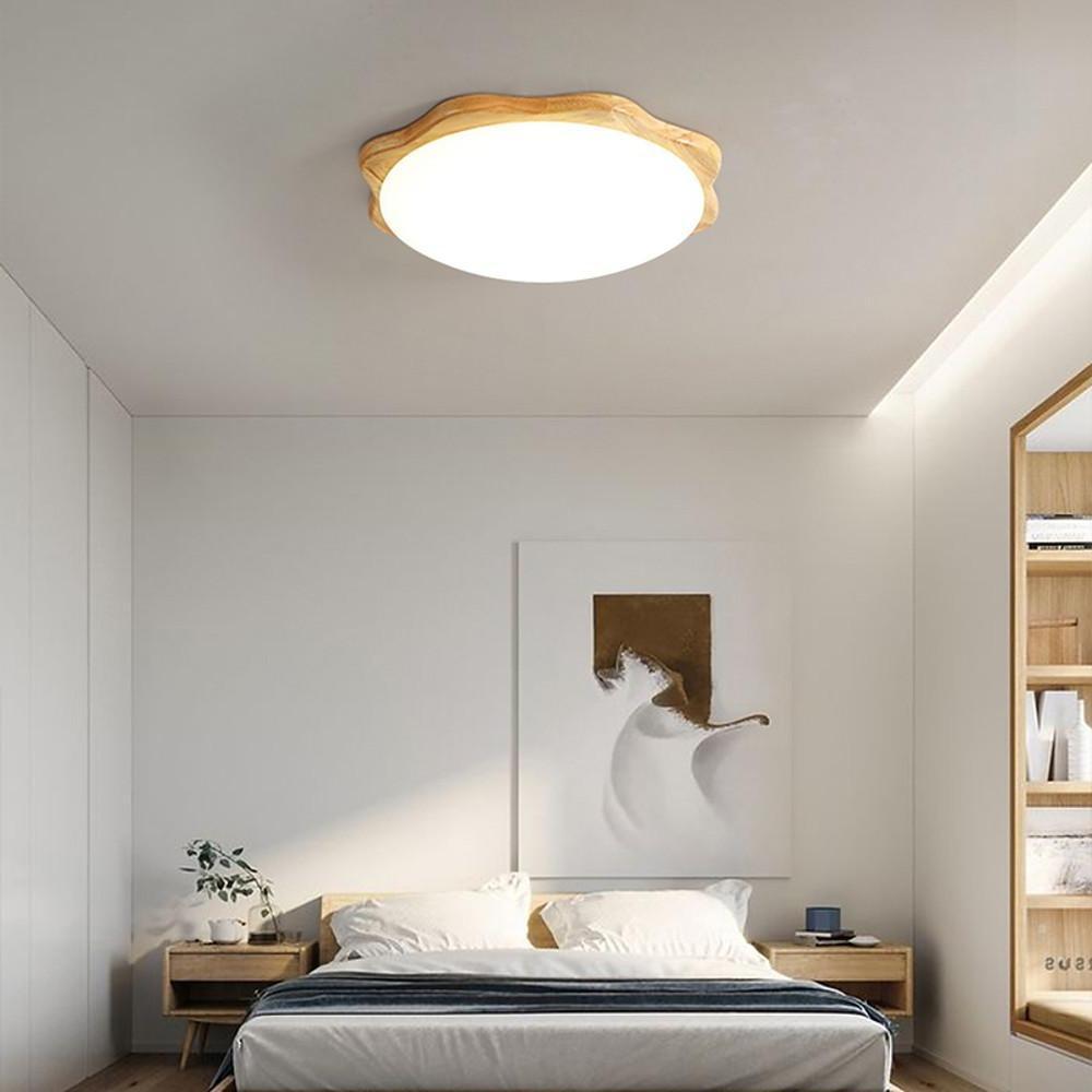 Circles Waves Minimalist Flush Mount LED Wood Ceiling Light