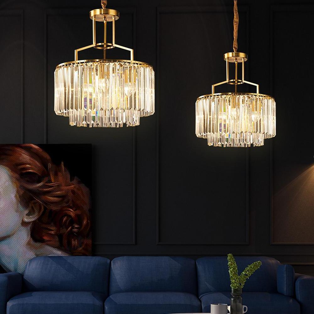 Round Crystal Copper LED Nordic Chandelier