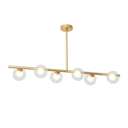 Nordic Island Light Chandelier Metal Glass LED Chandelier 6 Bulbs