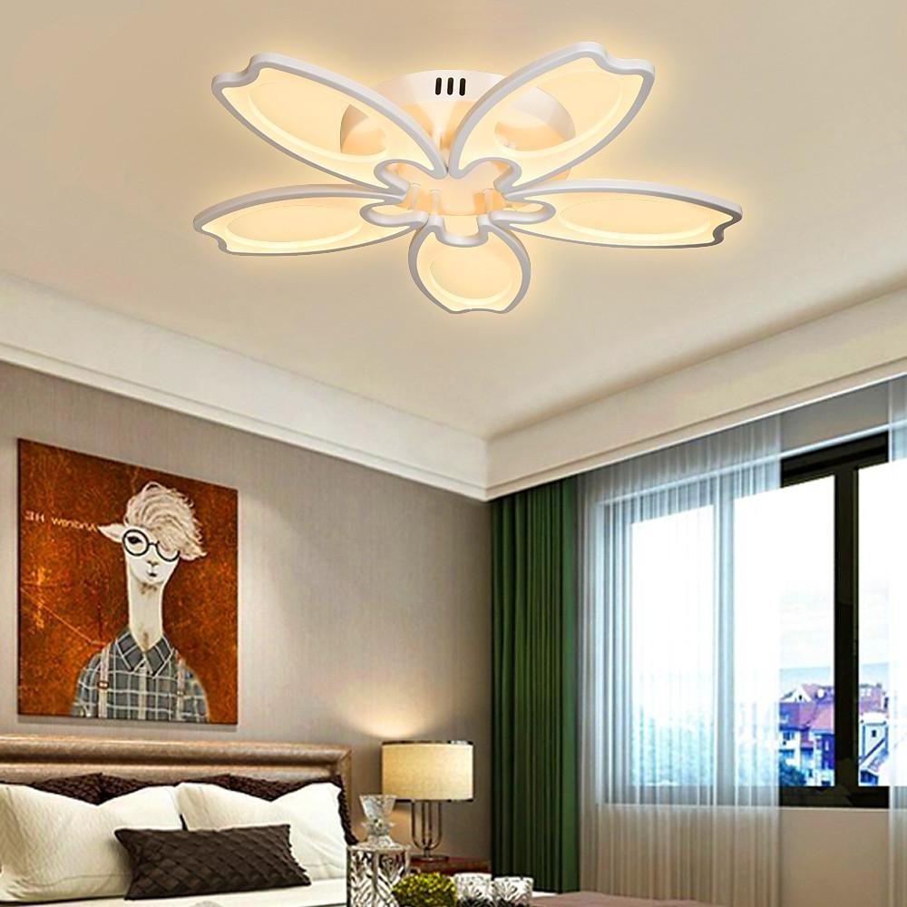 Flower Novelty Dimmable LED Modern Semi-Flush Mount Ceiling Light