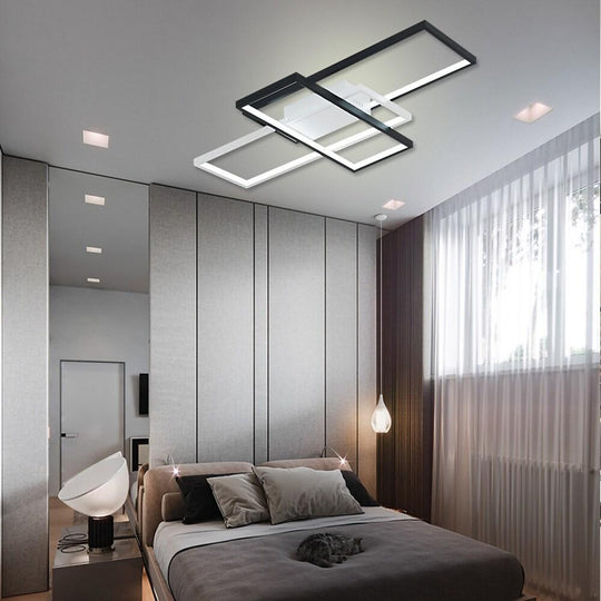 Multi Rectangle Large Flush Mount LED Ceiling Light with 3 Tiers