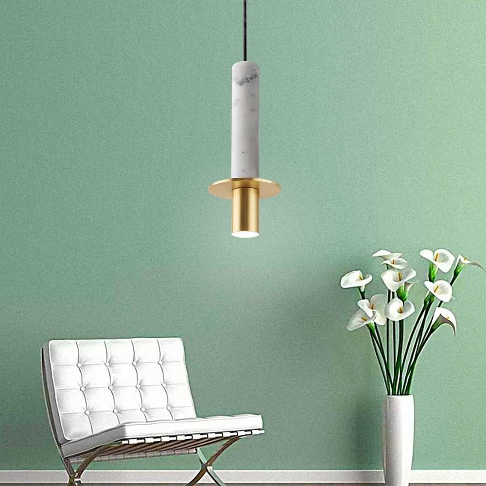 Cylindrical Glass Shade LED Pendant Ceiling Light