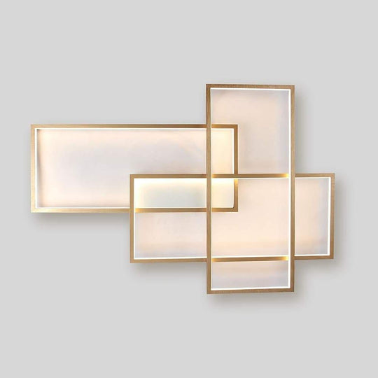 Rectangular Hybrid Modern Flush Mount LED Ceiling Light – 3-Tier Contemporary Design