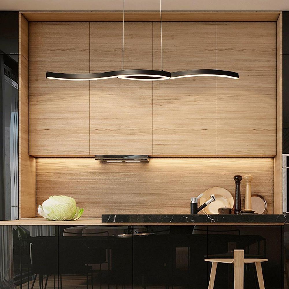 Dual Wave Metal & PVC Island Dining Chandelier – 2-Light LED