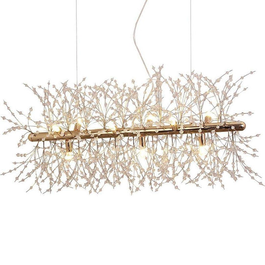 Luxury Modern LED Pendant Light – Electroplated Metal & Crystal Branch Design