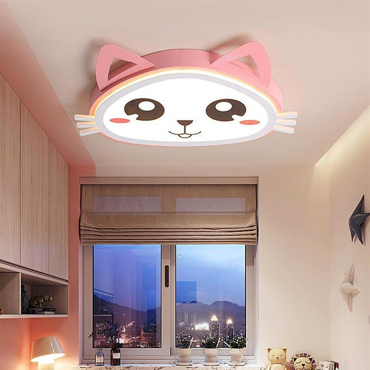 Kitten Bedroom Flush Mount LED Kids Ceiling Light