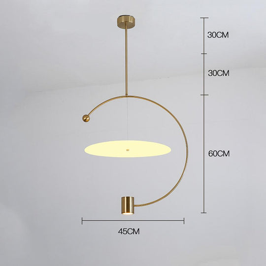 Electroplated Metal Semi-Circular LED Gold Nordic Pendant Light