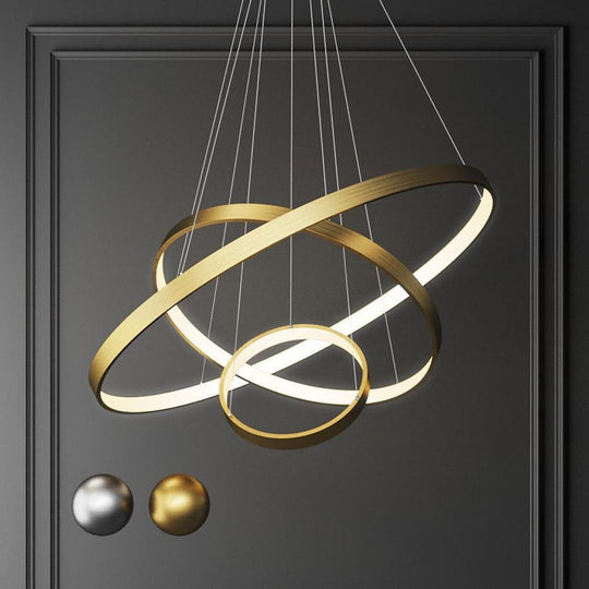 Interweaved 3 Ring Chandelier Light Dimmable Antique Chandelier