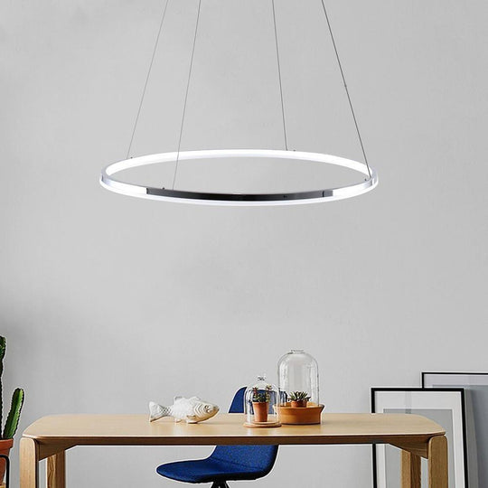 LED Circular Brushed Nickel Modern Pendant Light with Remote