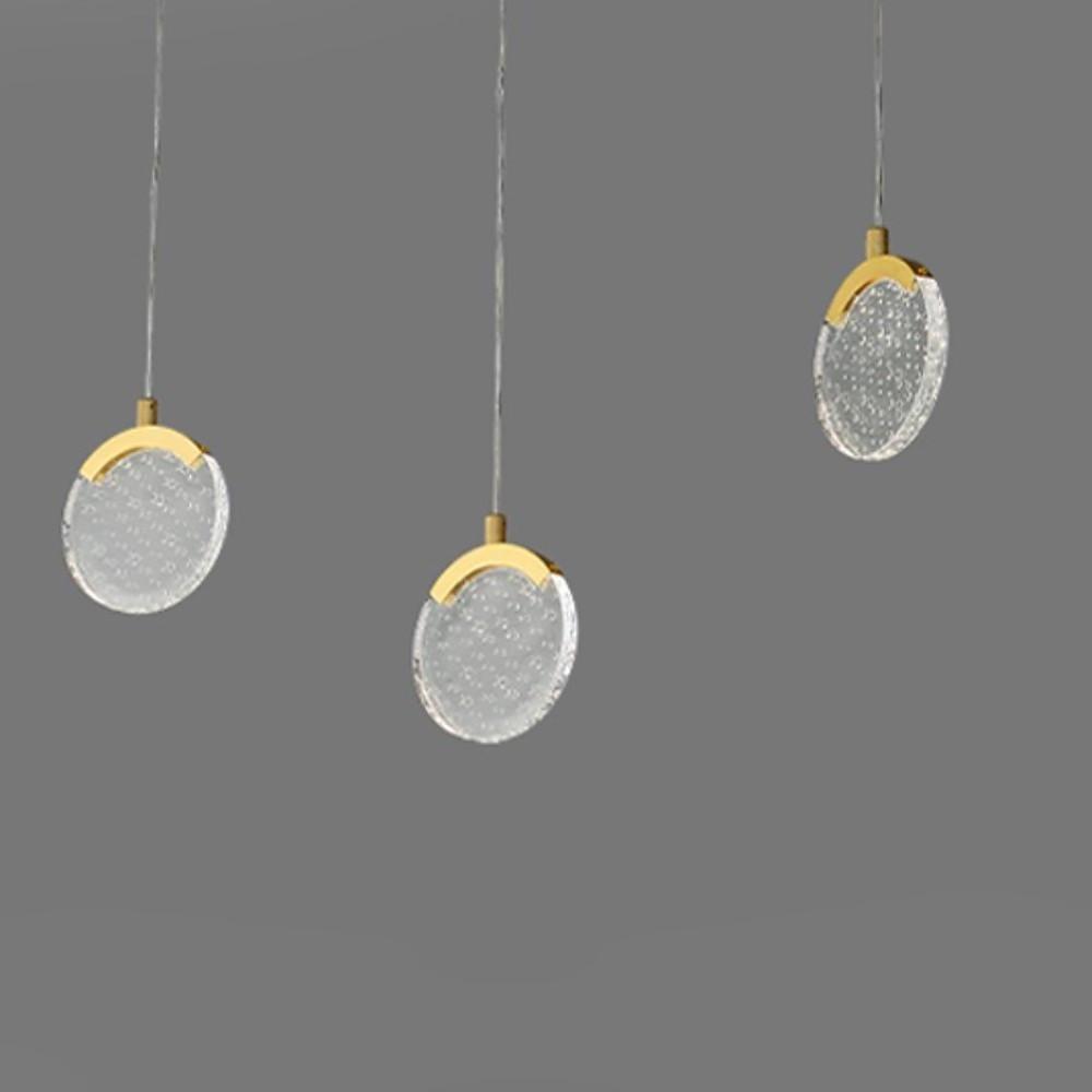 Artistic Circular Acrylic Copper LED Pendant Light