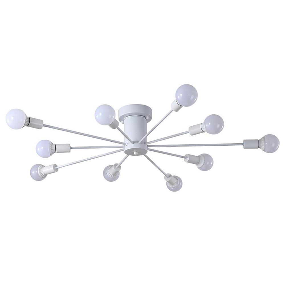 Metal Large Flush Mount Ceiling Light with 10 Sporadically Positioned LED/Incandescent Lights