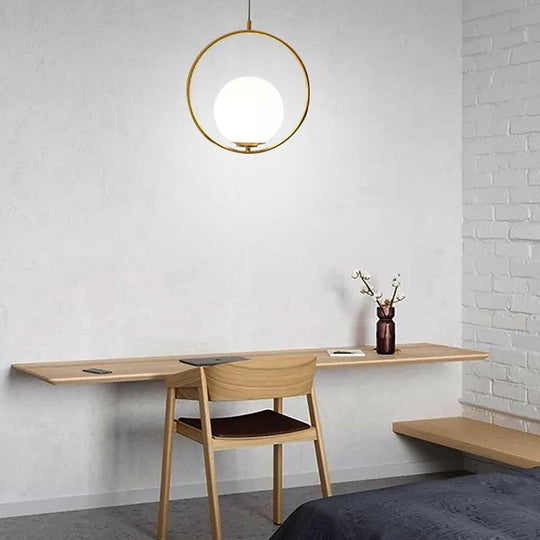 Electroplated Circle Glass Globe LED Nordic Pendant Lighting