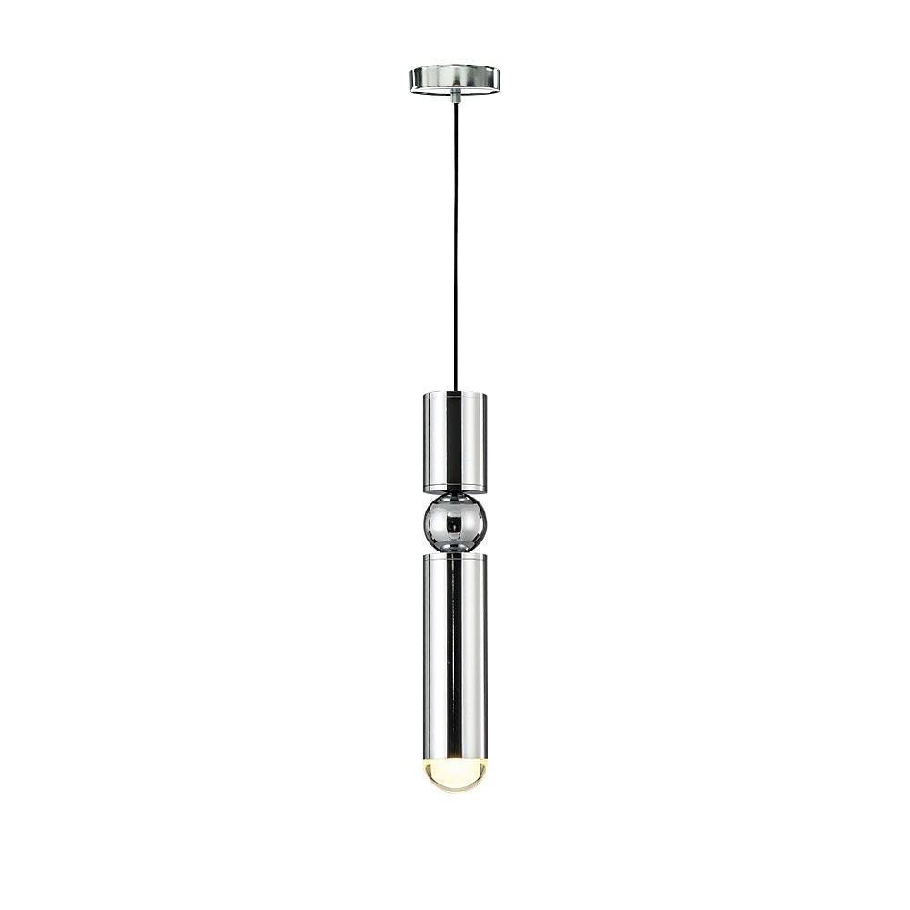 Elongated Cylindrical Electroplated Metal LED Pendant Light